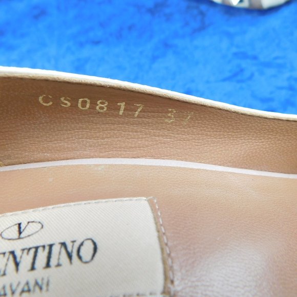 VALENTINO Rockstud Ivory Leather & Mesh Peep Toe Plat from Heel Pumps 37 - Picture 10 of 10